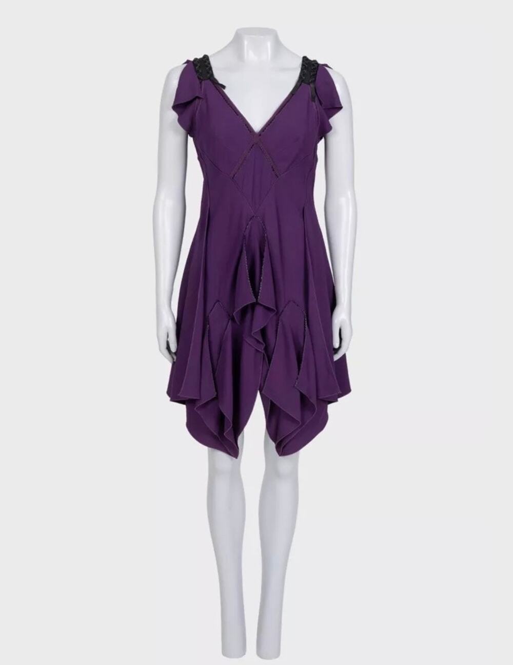 Louis Vuitton Purple Asymmetrical Draped Dress - Size M